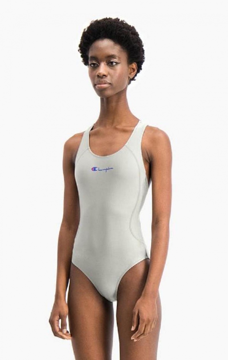 Ropa de Baño Champion Cross Back Scoop Neck Swimsuit Gris Claro | 0761-ZVOXP