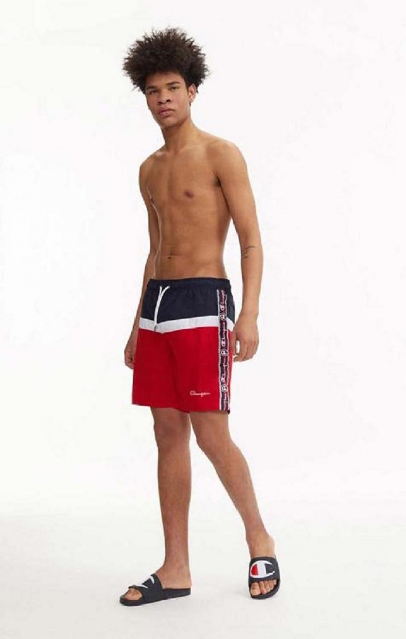 Ropa de Baño Champion Jacquard Script Logo Tape Trim Board Shorts Rojas | 7580-DGKMQ