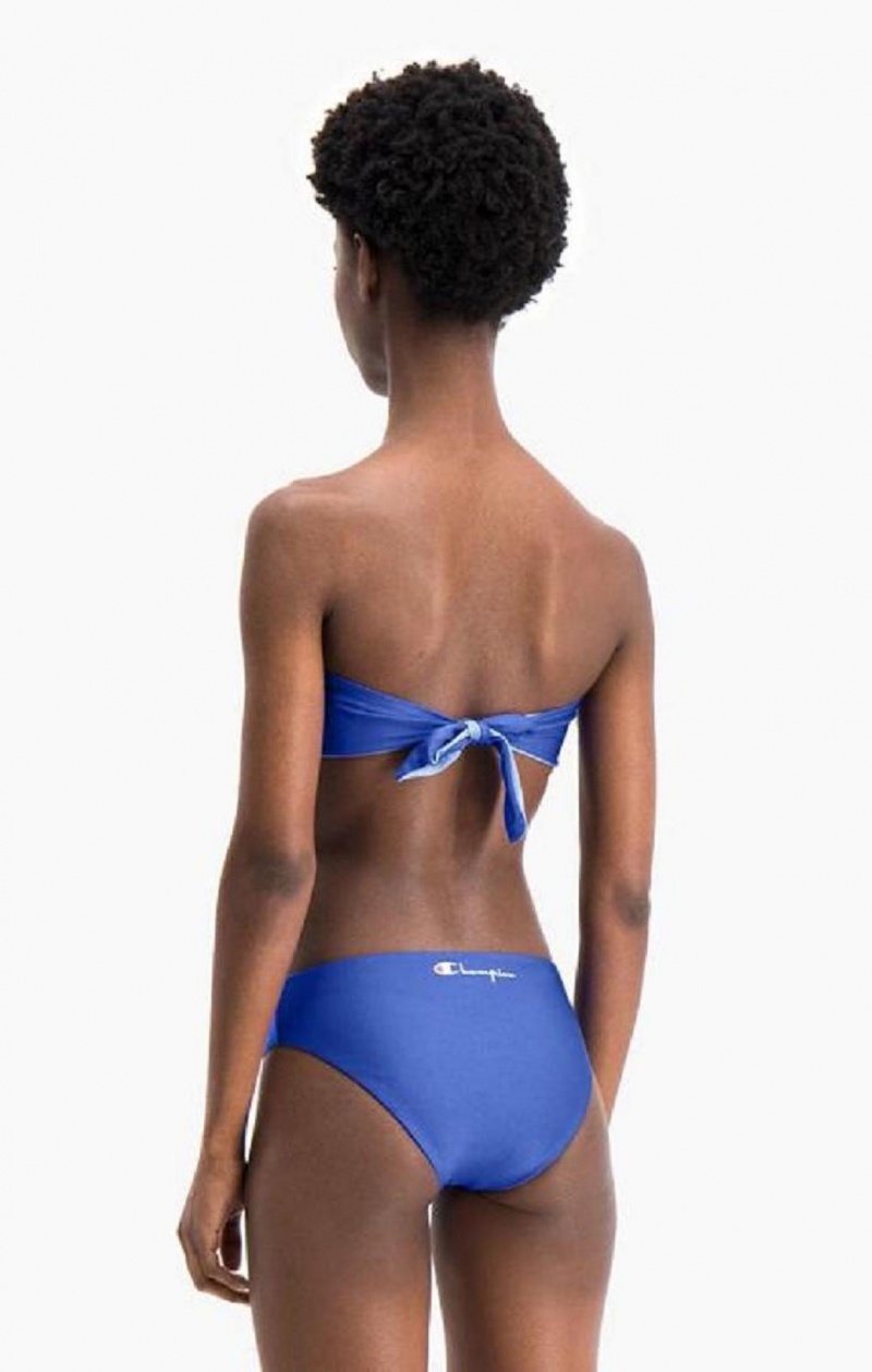 Ropa de Baño Champion Reversible Script Logo Bikini Top Azules | 9302-AMHBZ