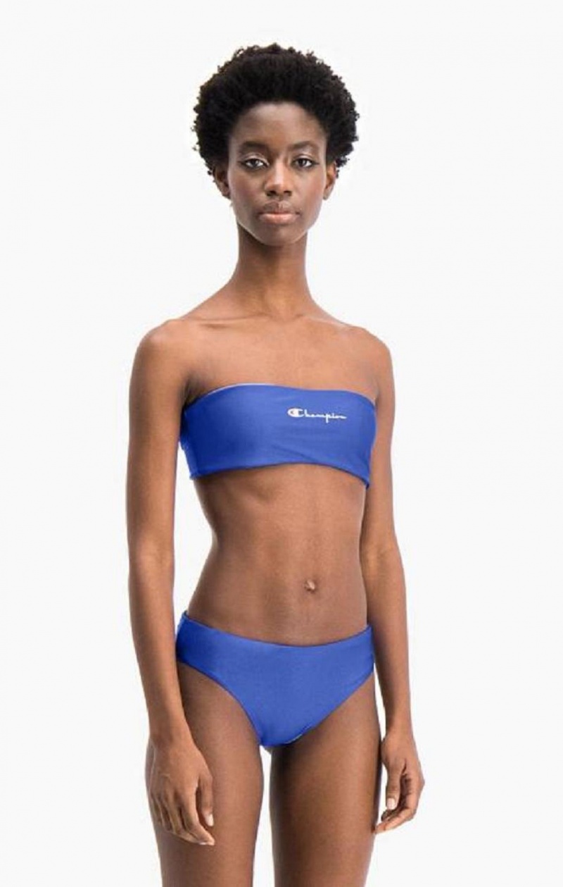 Ropa de Baño Champion Reversible Script Logo Bikini Top Azules | 9302-AMHBZ