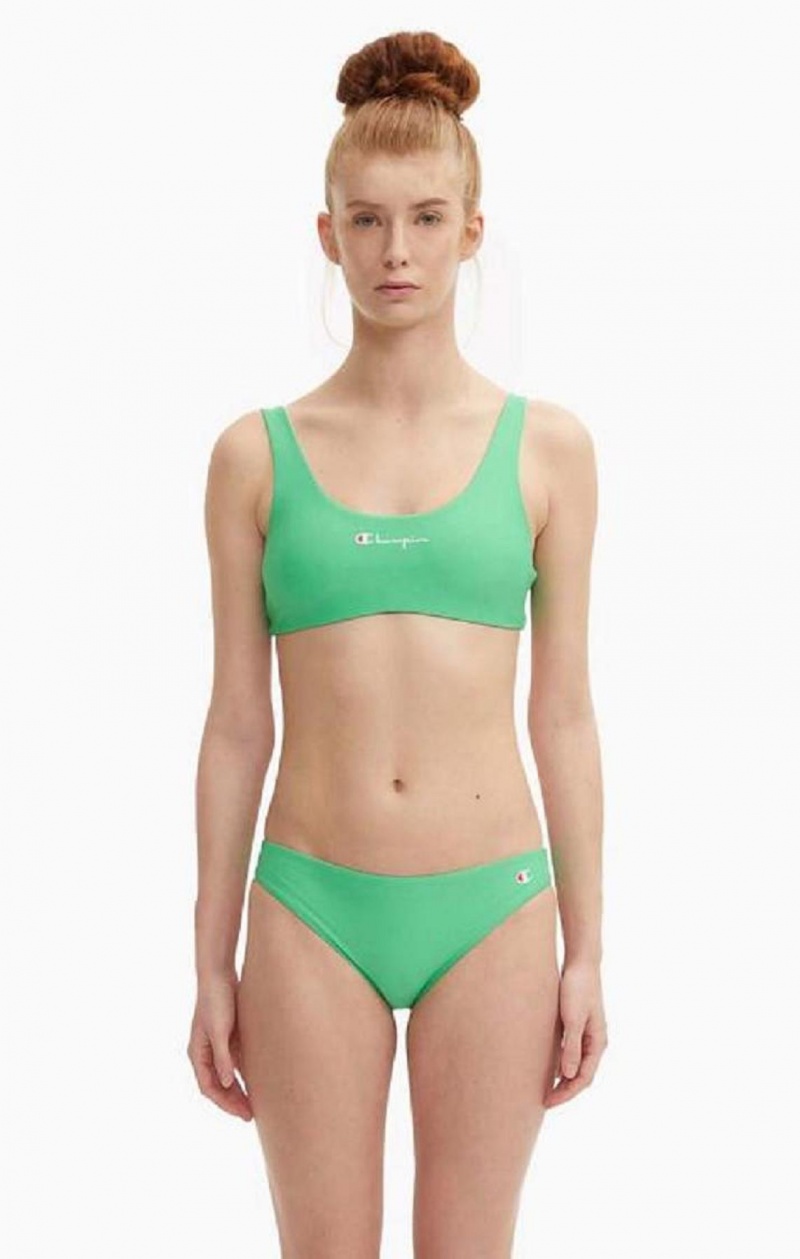 Ropa de Baño Champion Reversible Script Logo Bikini Top Verde Claro | 8390-OYRNI