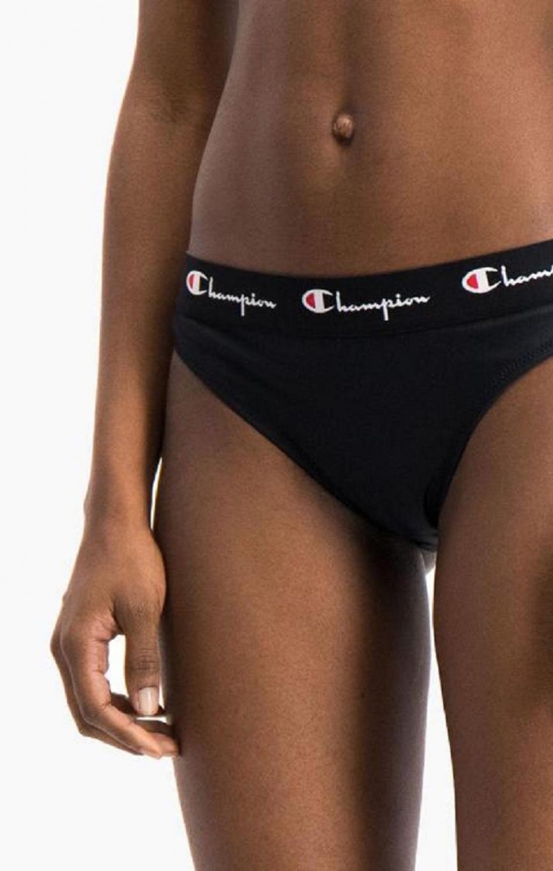 Ropa de Baño Champion Script Logo Trim Hipster Bikini Bottoms Negras | 3527-WRAJT