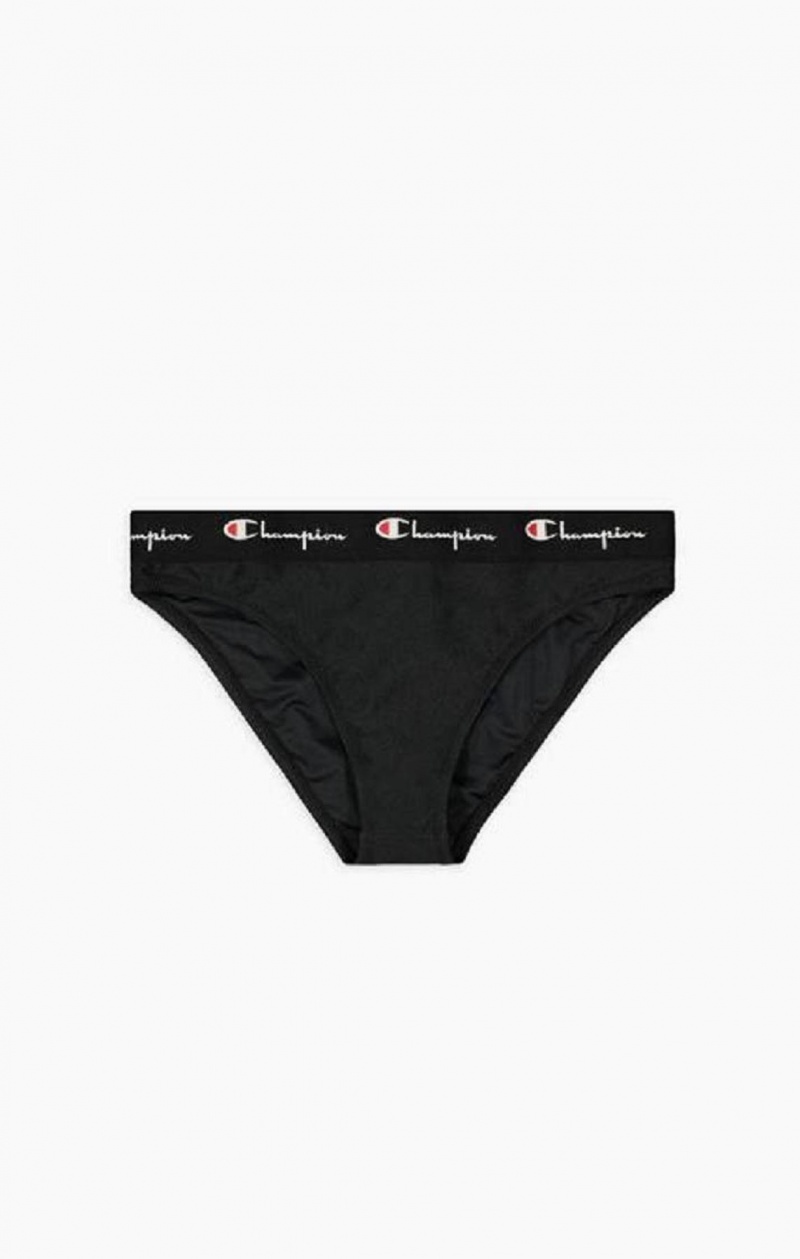 Ropa de Baño Champion Script Logo Trim Hipster Bikini Bottoms Negras | 3527-WRAJT