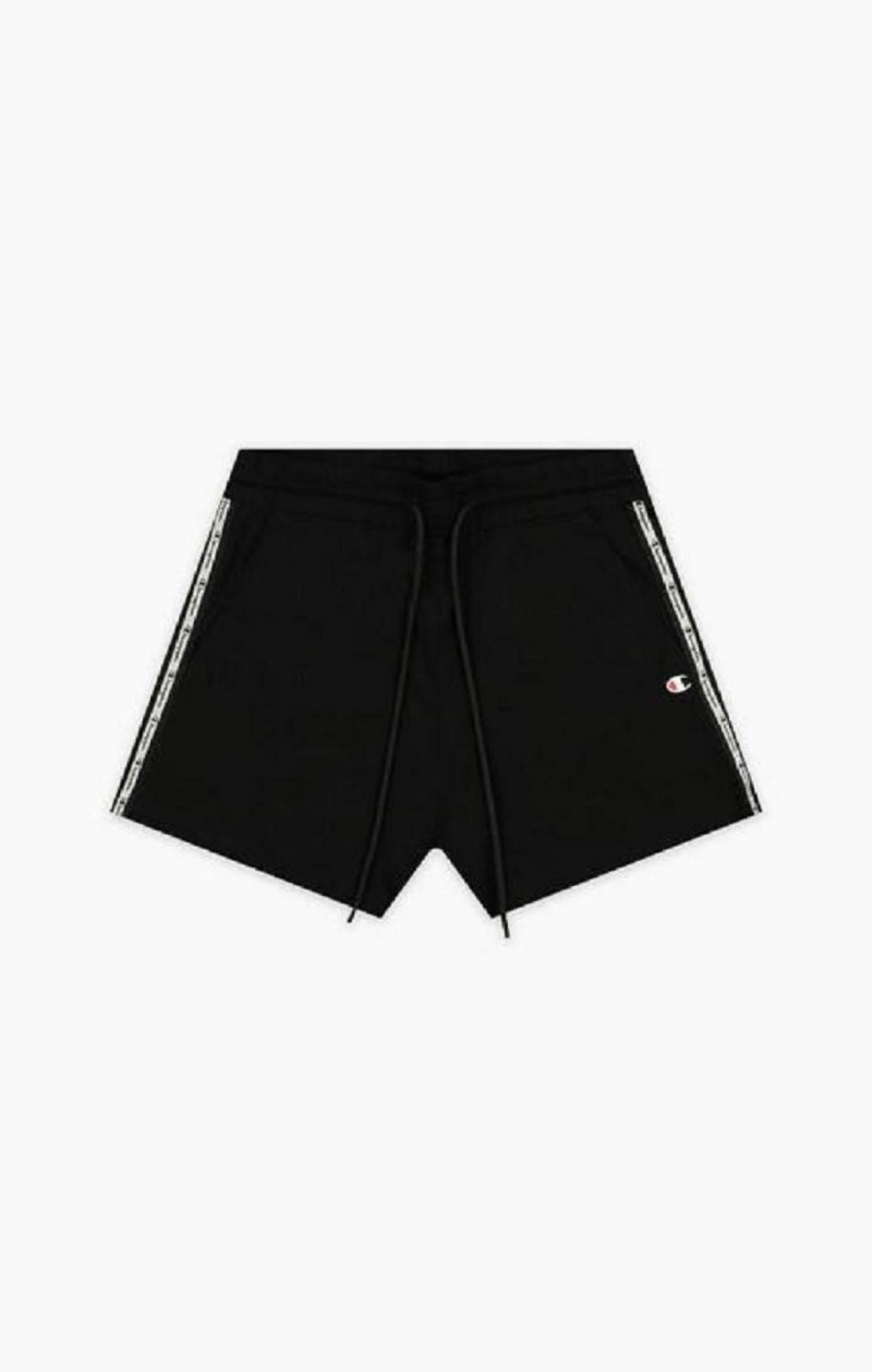 Short Champion A Rayas Jacquard Logo Tape Shorts Negras | 9162-CEHND