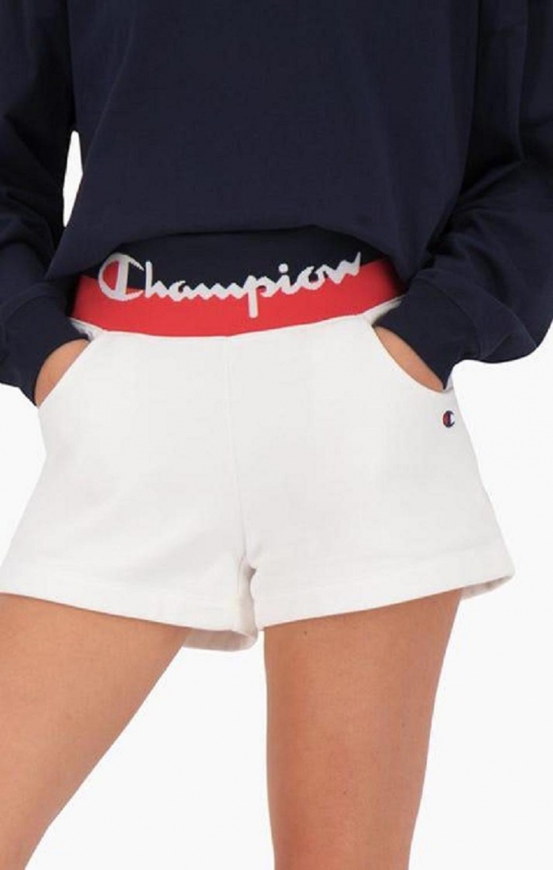 Short Champion Contrast Cintura Script Logo Shorts Blancas | 0923-KTDYG