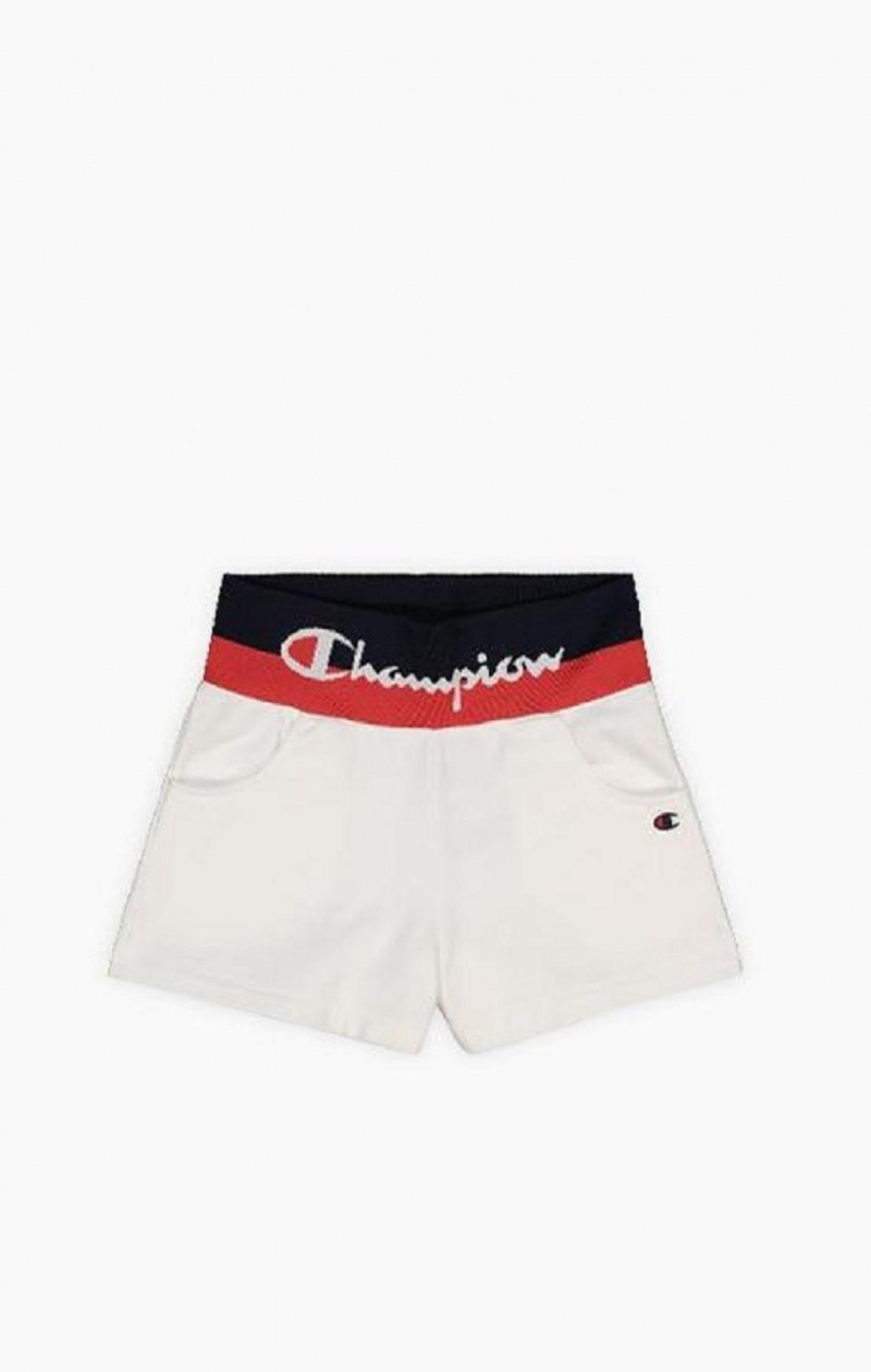 Short Champion Contrast Cintura Script Logo Shorts Blancas | 0923-KTDYG