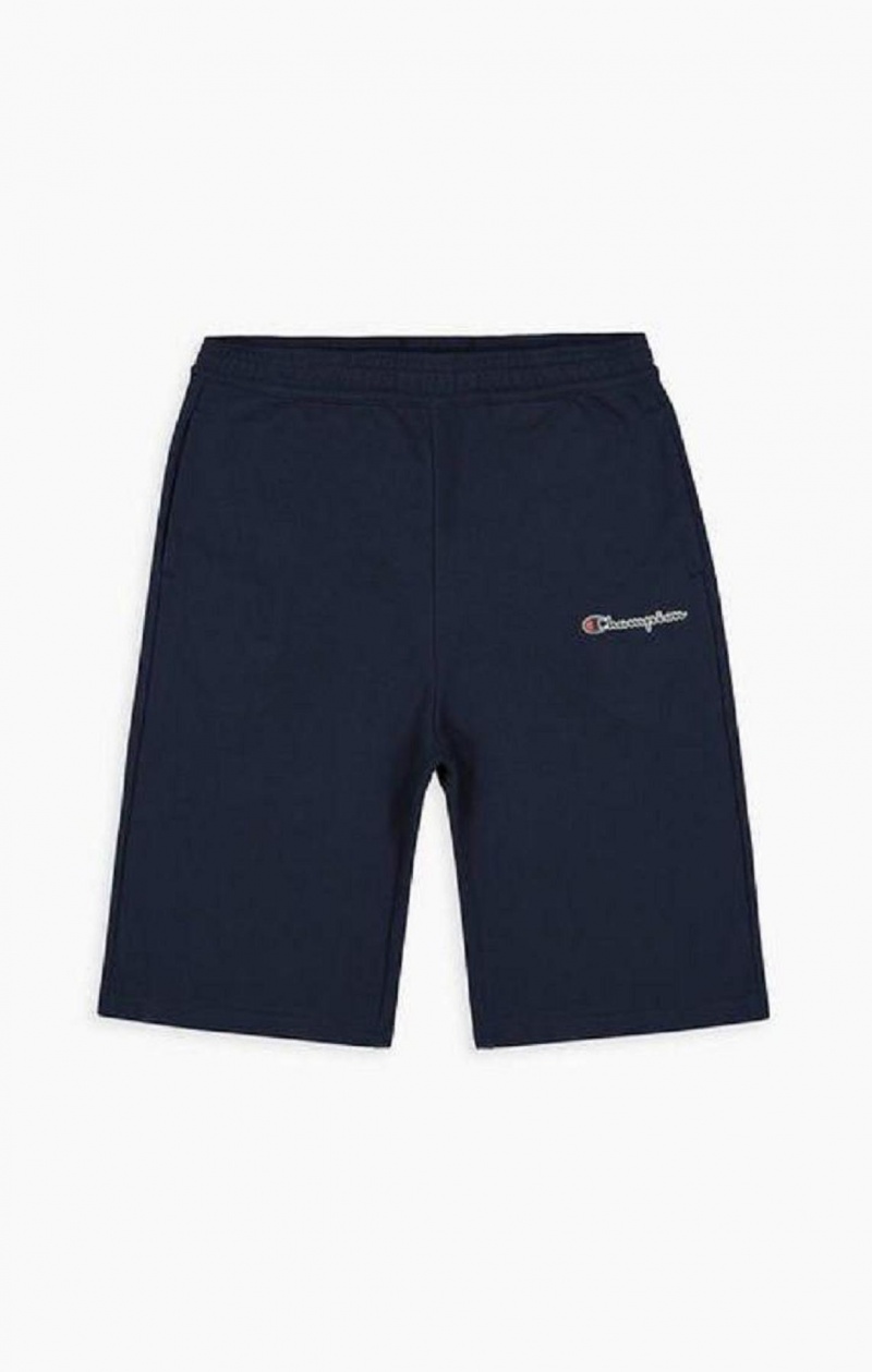 Short Champion Script Logo Algodon Shorts Azules Oscuro | 9862-PBSWA