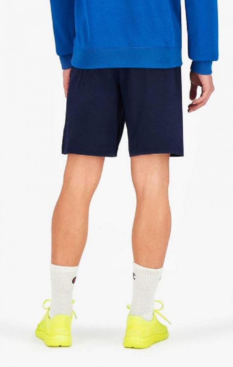 Short Champion Script Logo Algodon Shorts Azules Oscuro | 6345-YKHPM