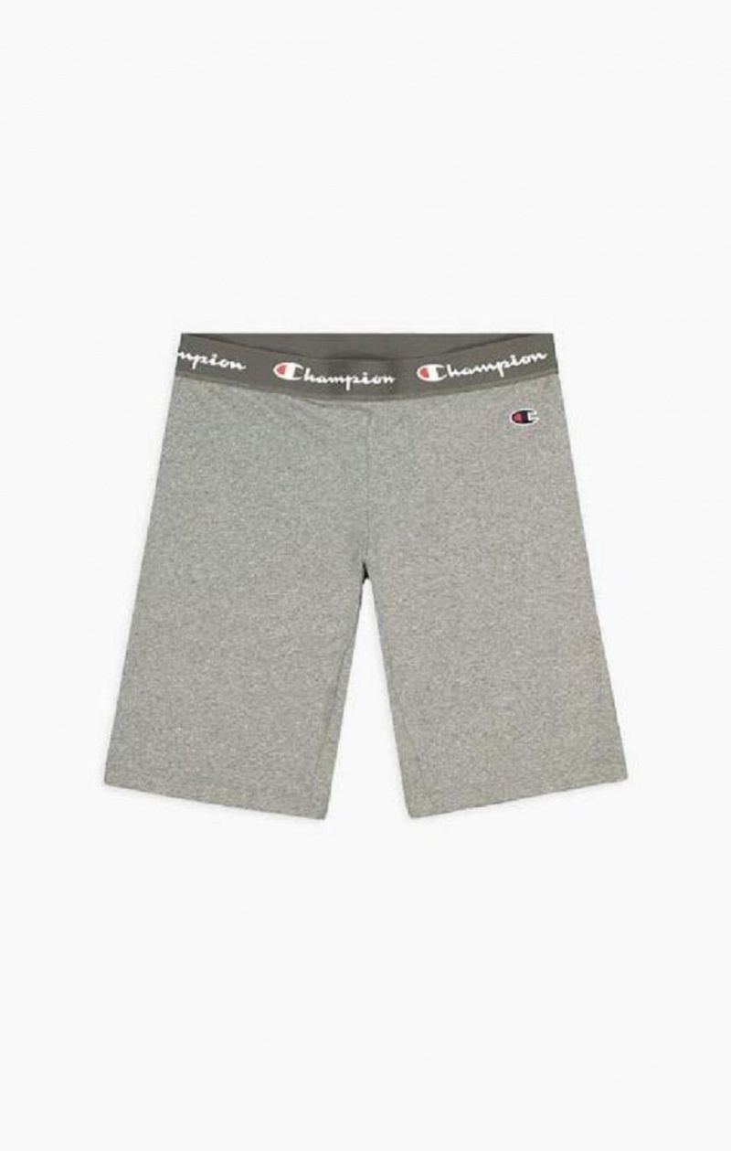 Short Champion Script Logo Cintura Cycling Shorts Gris Oscuro | 5197-EYNZJ