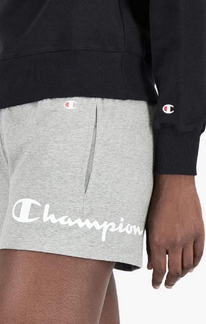 Short Champion Wraparound Script Logo Runner Shorts Gris Claro | 0896-YMKQF