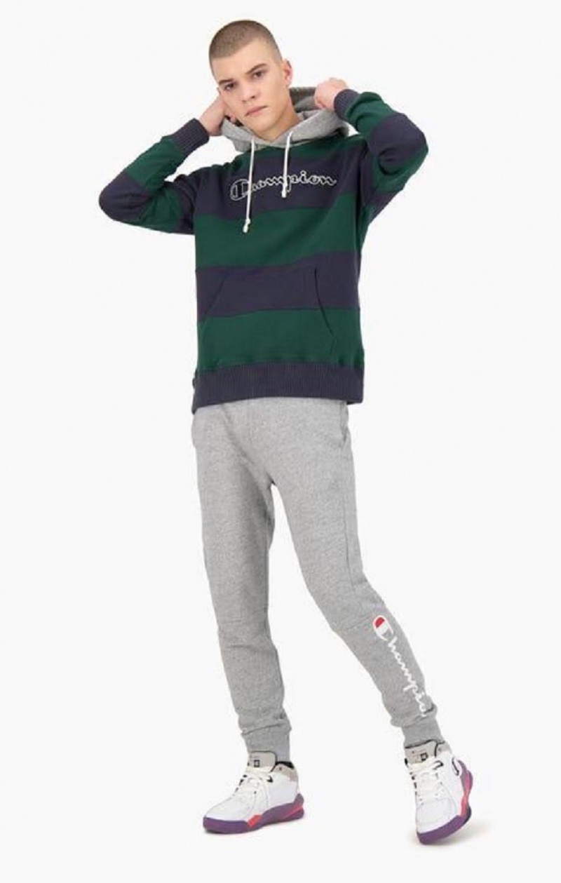 Sudadera con Capucha Champion A Rayas Contrast Hood Hoodie Verde | 5631-NUDHI