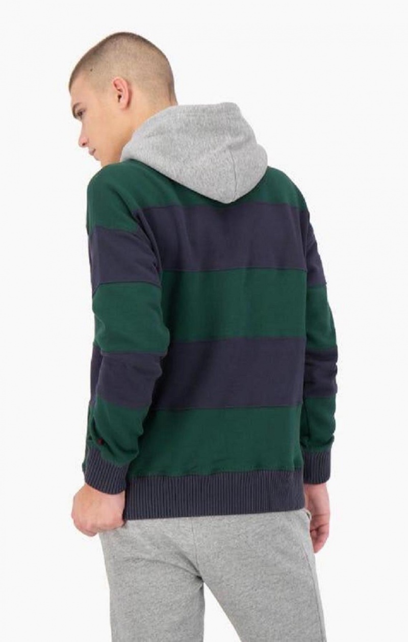 Sudadera con Capucha Champion A Rayas Contrast Hood Hoodie Verde | 5631-NUDHI