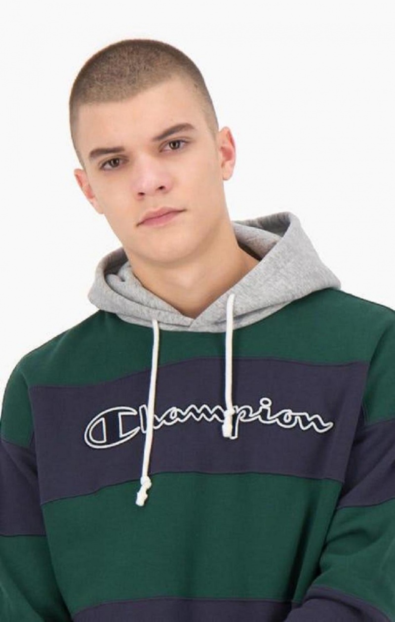 Sudadera con Capucha Champion A Rayas Contrast Hood Hoodie Verde | 5631-NUDHI