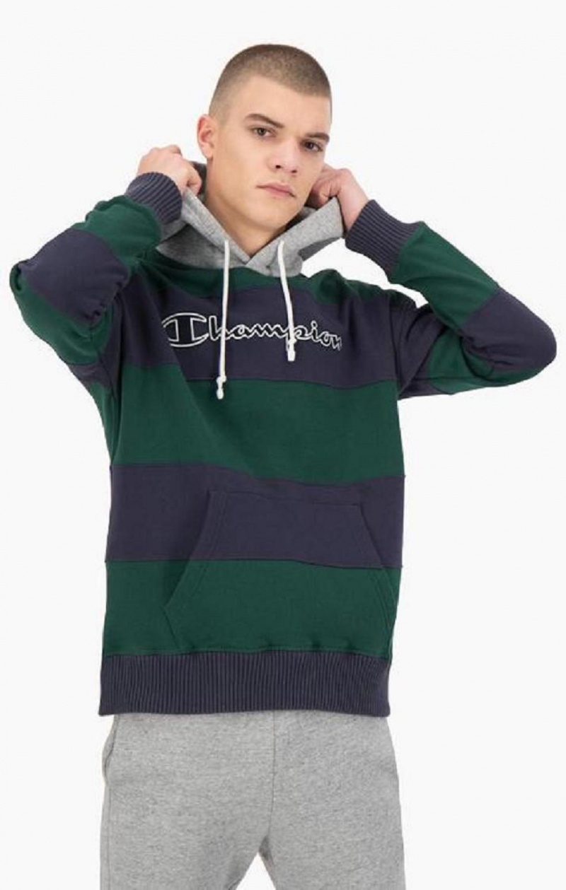 Sudadera con Capucha Champion A Rayas Contrast Hood Hoodie Verde | 5631-NUDHI