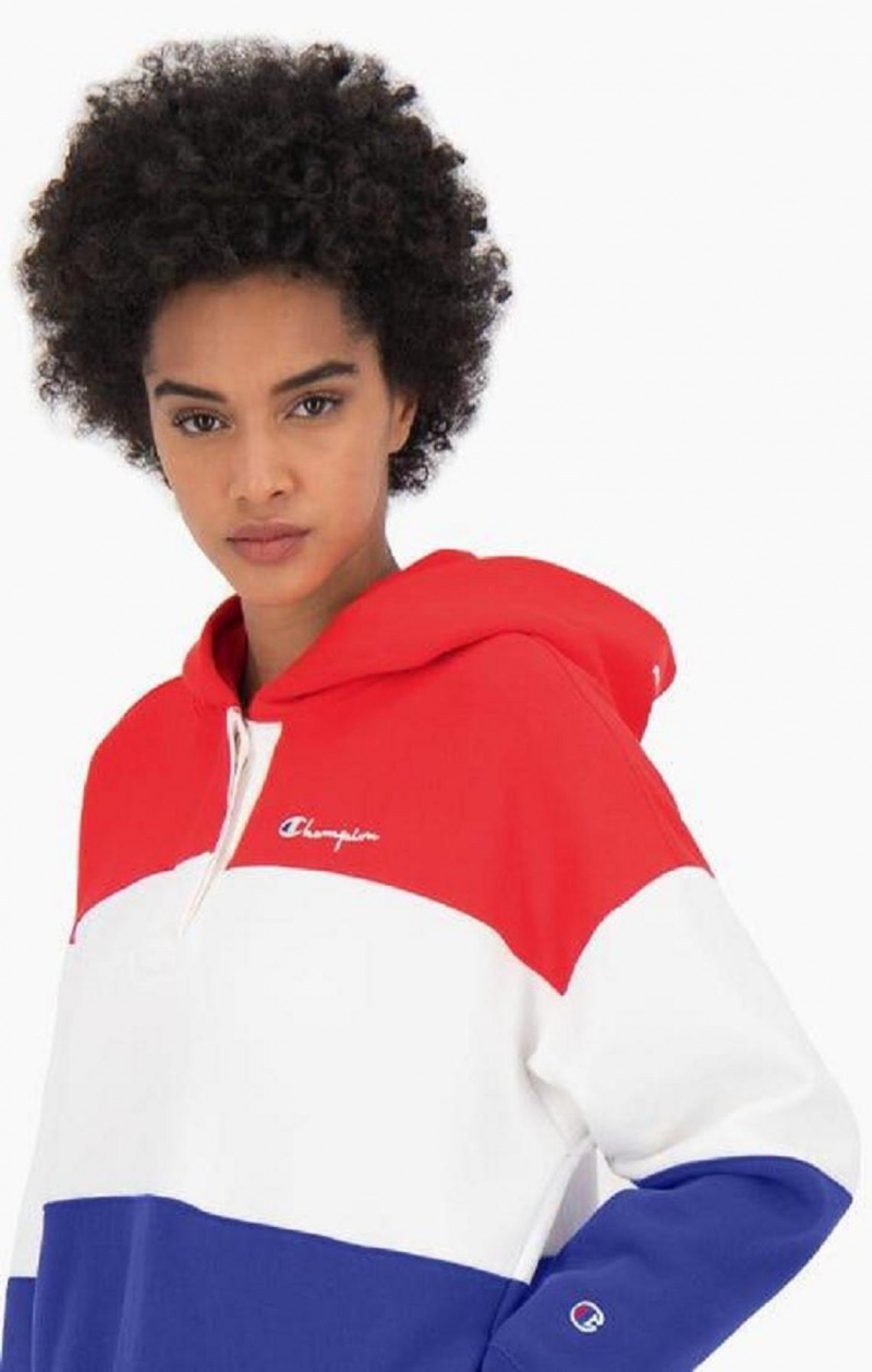 Sudadera con Capucha Champion Colour Block Reverse Weave Logo Hoodie Rojas | 3470-GHQBP