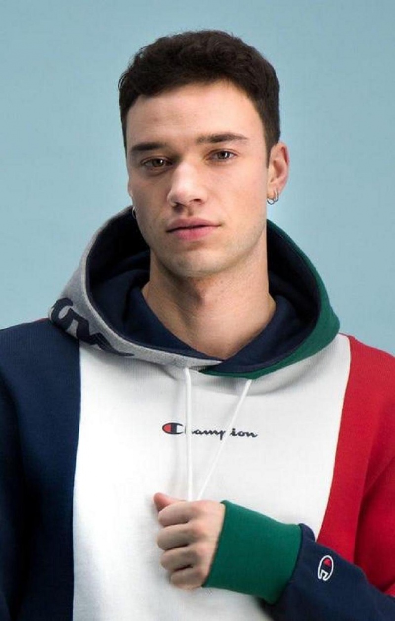 Sudadera con Capucha Champion Colour Block Patchwork Hoodie Rojas | 5248-QLKMI