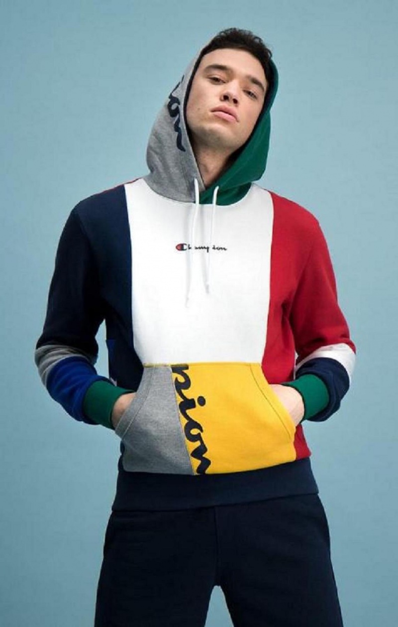 Sudadera con Capucha Champion Colour Block Patchwork Hoodie Rojas | 5248-QLKMI