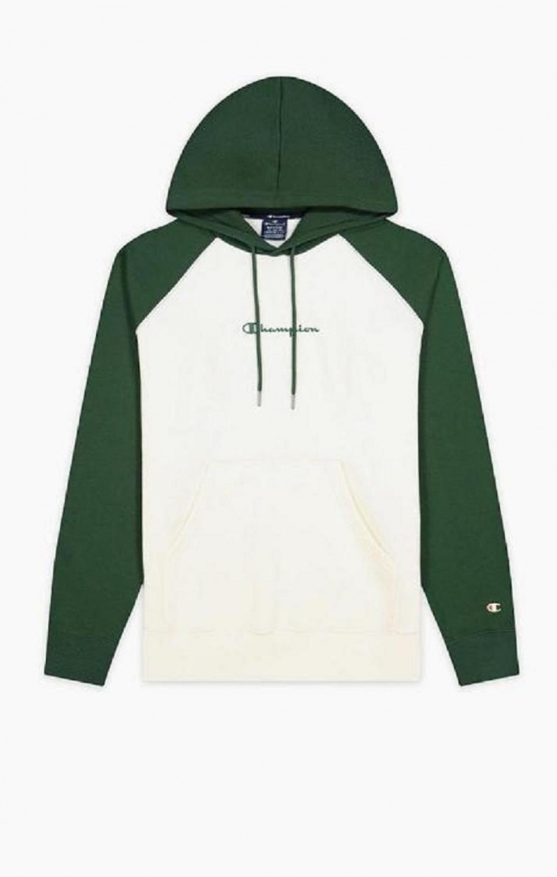 Sudadera con Capucha Champion Colour Block Script Logo Hoodie Verde Blancas | 6917-UCJSM