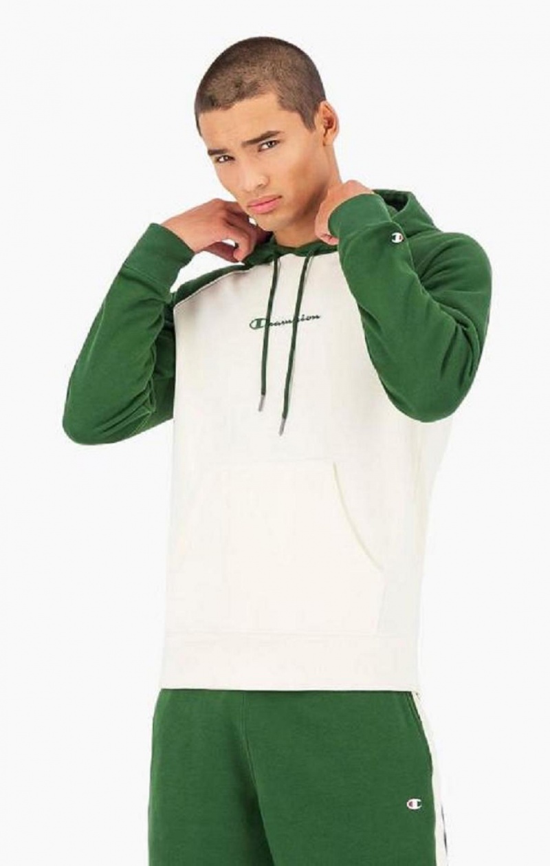 Sudadera con Capucha Champion Colour Block Script Logo Hoodie Verde Blancas | 6917-UCJSM