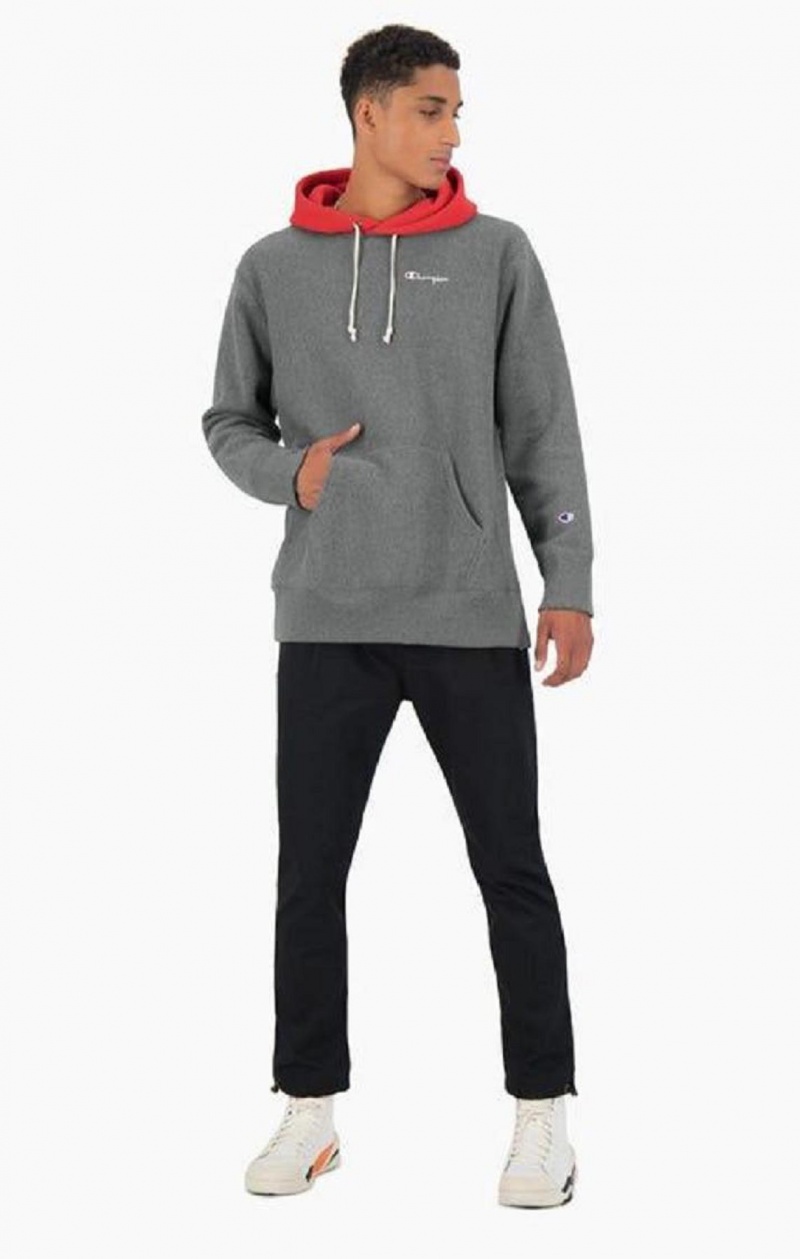 Sudadera con Capucha Champion Contrast Hood Reverse Weave Hoodie Gris Oscuro | 2096-MEYQP