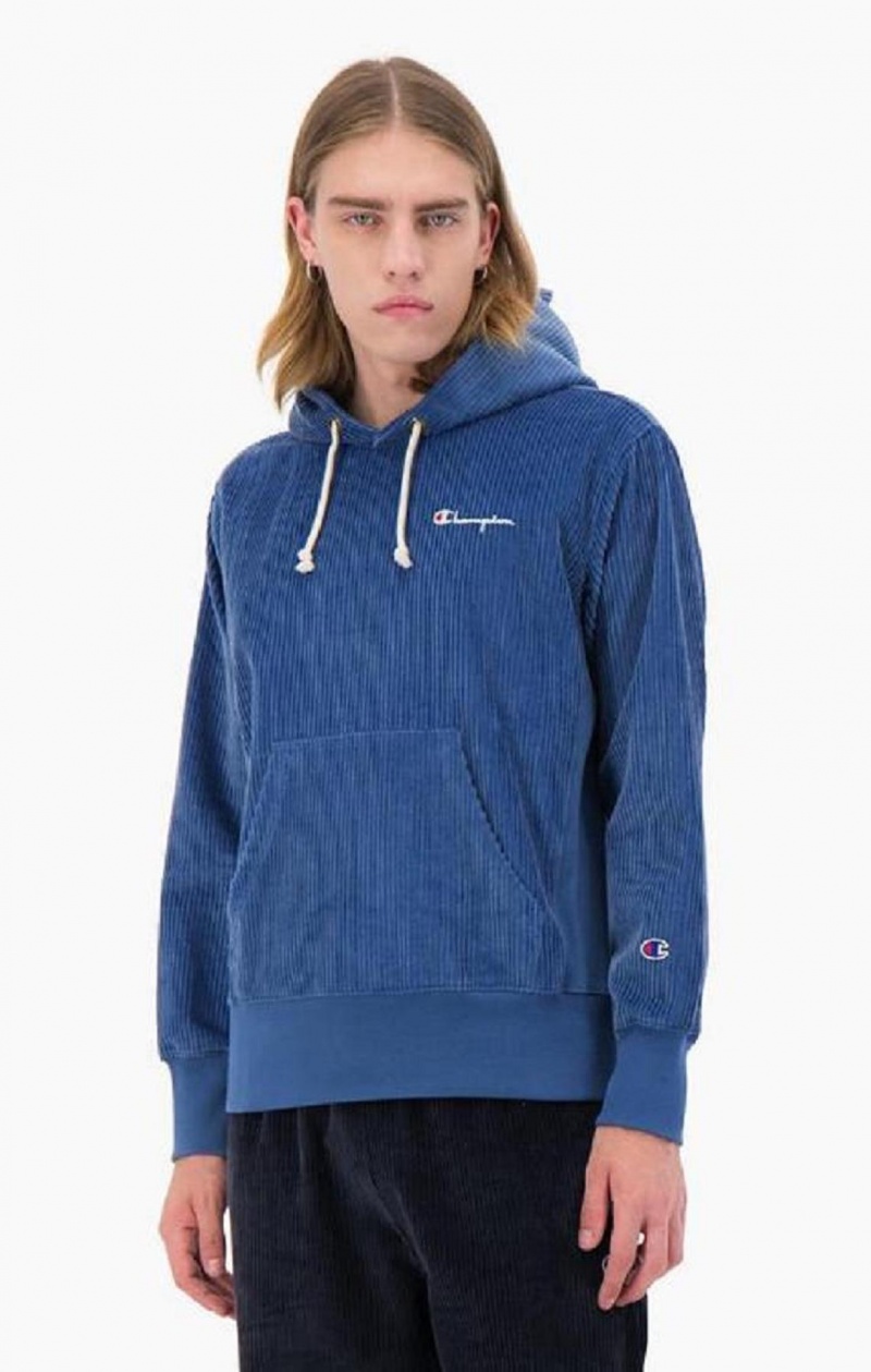 Sudadera con Capucha Champion Corduroy Small Script Logo Hoodie Turquesa Azules | 2608-FBPCU