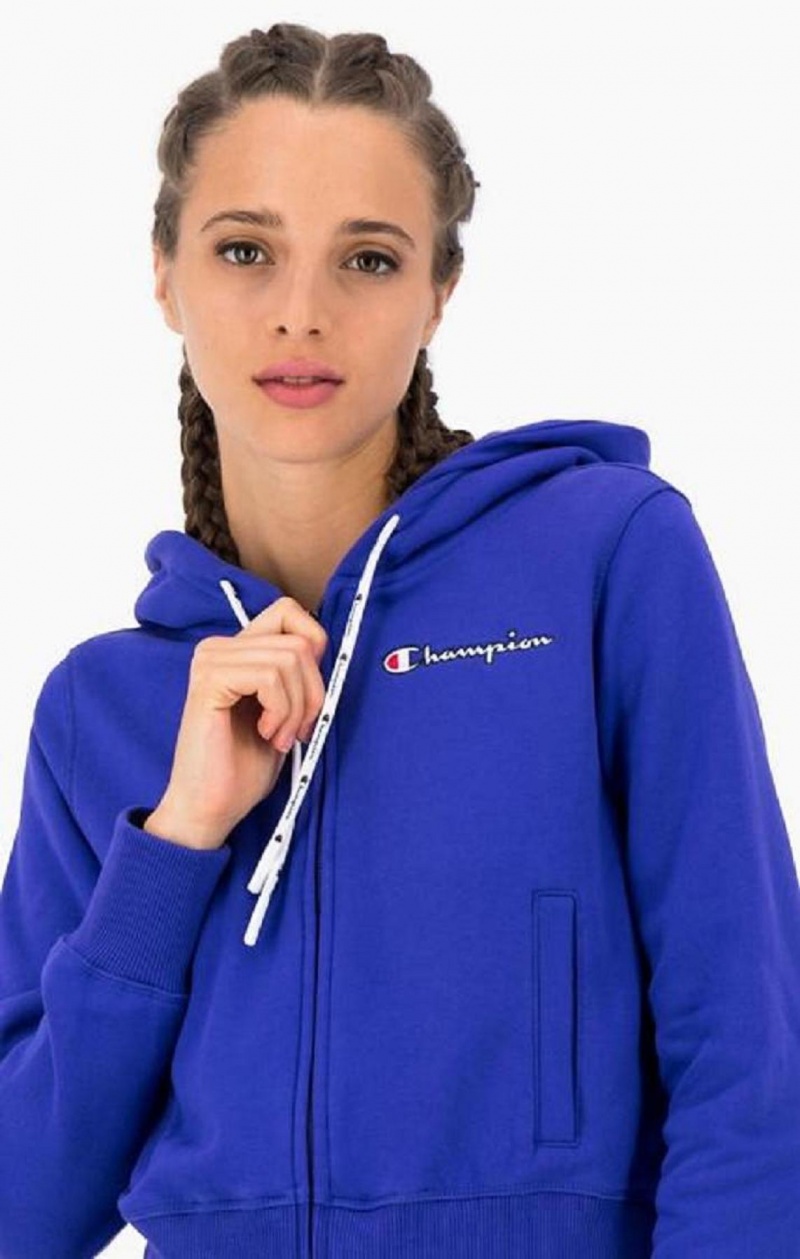 Sudadera con Capucha Champion Cropped Zip-Up Encapuchado Sweatshirt Azules | 1086-MAQRH