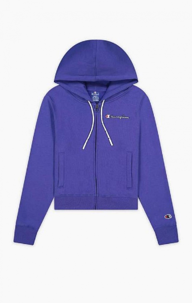 Sudadera con Capucha Champion Cropped Zip-Up Encapuchado Sweatshirt Azules | 1086-MAQRH