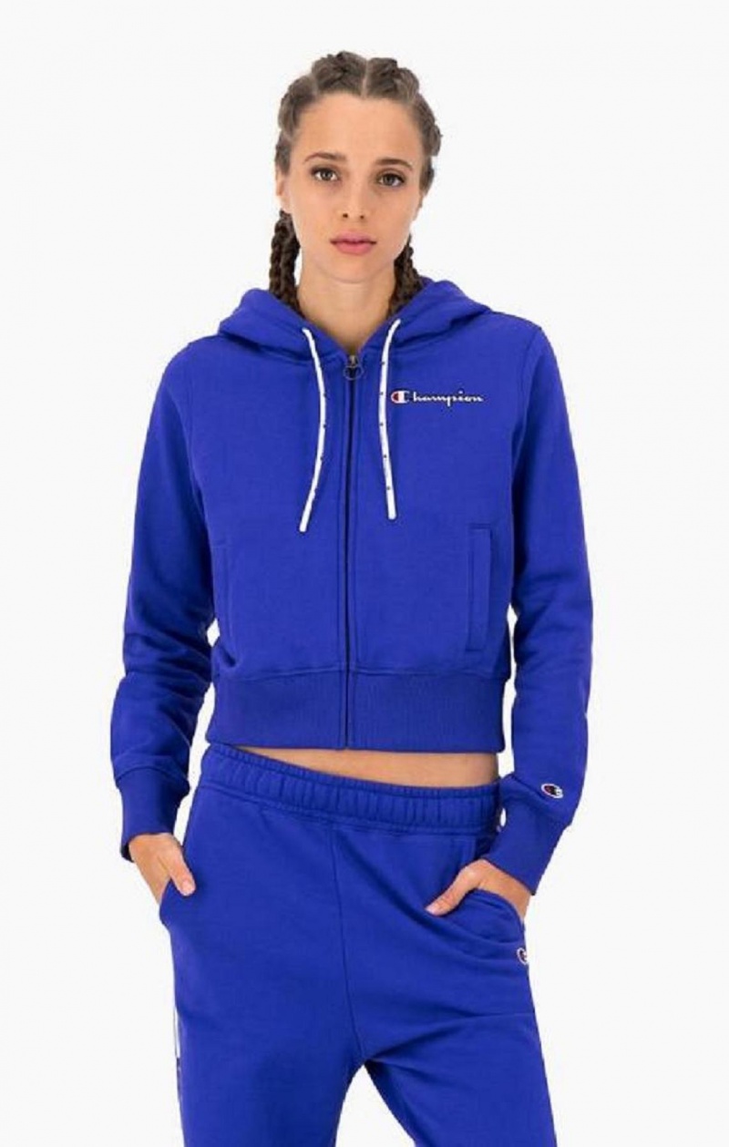 Sudadera con Capucha Champion Cropped Zip-Up Encapuchado Sweatshirt Azules | 1086-MAQRH