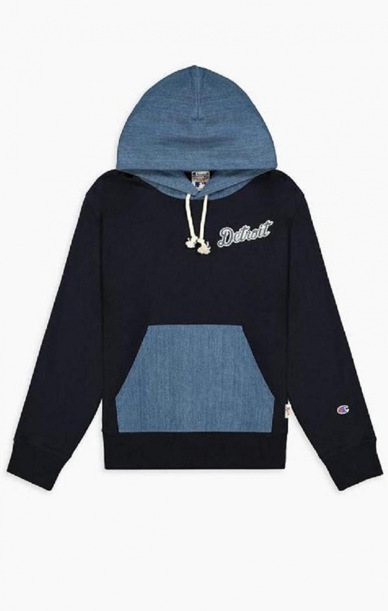 Sudadera con Capucha Champion Detroit MLB Denim + Reverse Weave Hoodie Azules Oscuro | 4106-MPLHA