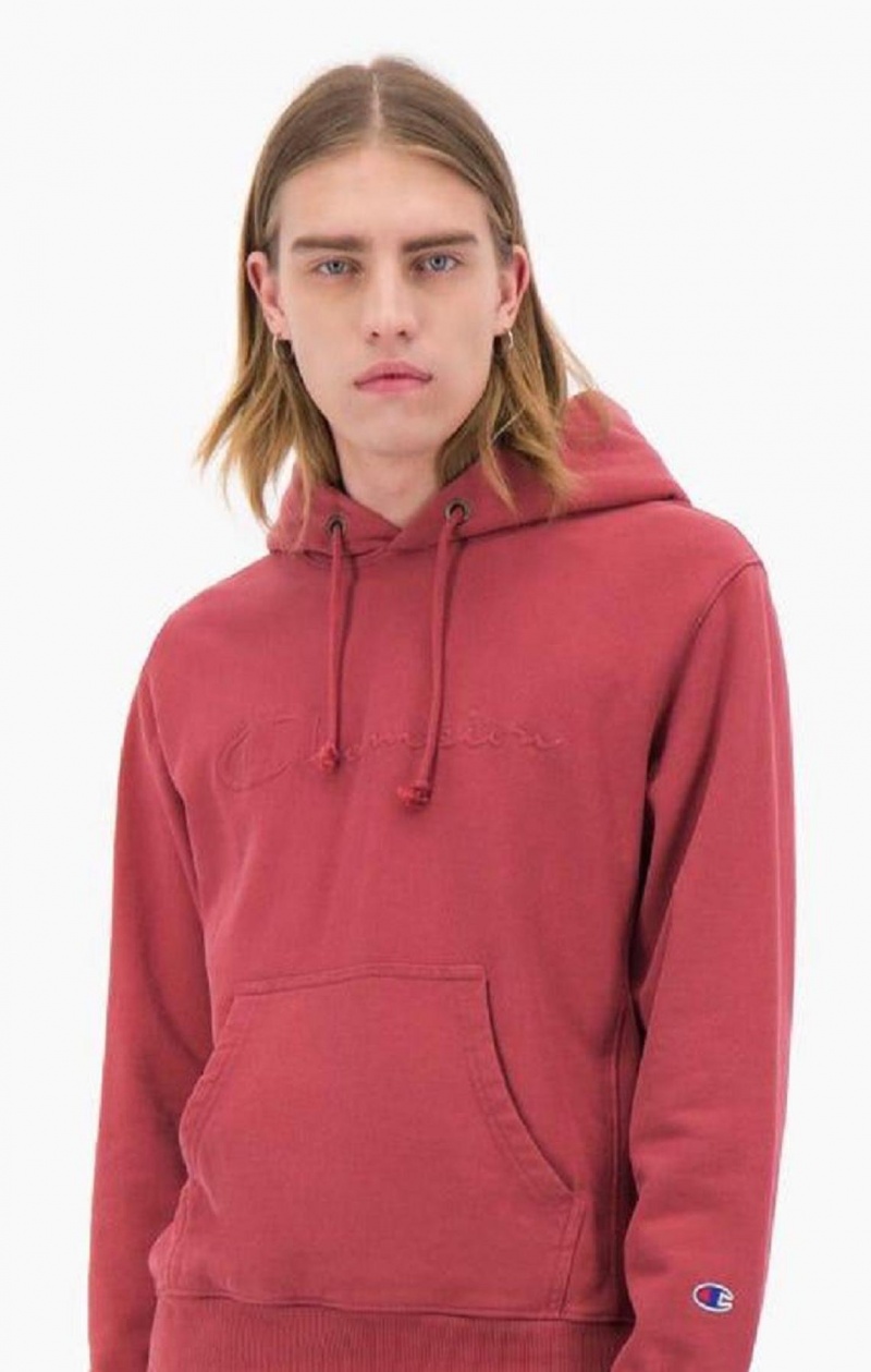 Sudadera con Capucha Champion Embossed Script Logo Reverse Weave Hoodie Rojas | 6249-KTZLA