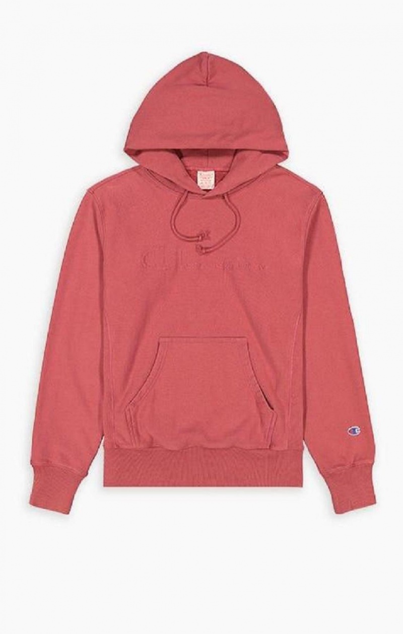 Sudadera con Capucha Champion Embossed Script Logo Reverse Weave Hoodie Rojas | 6249-KTZLA