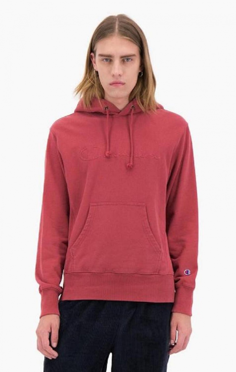 Sudadera con Capucha Champion Embossed Script Logo Reverse Weave Hoodie Rojas | 6249-KTZLA