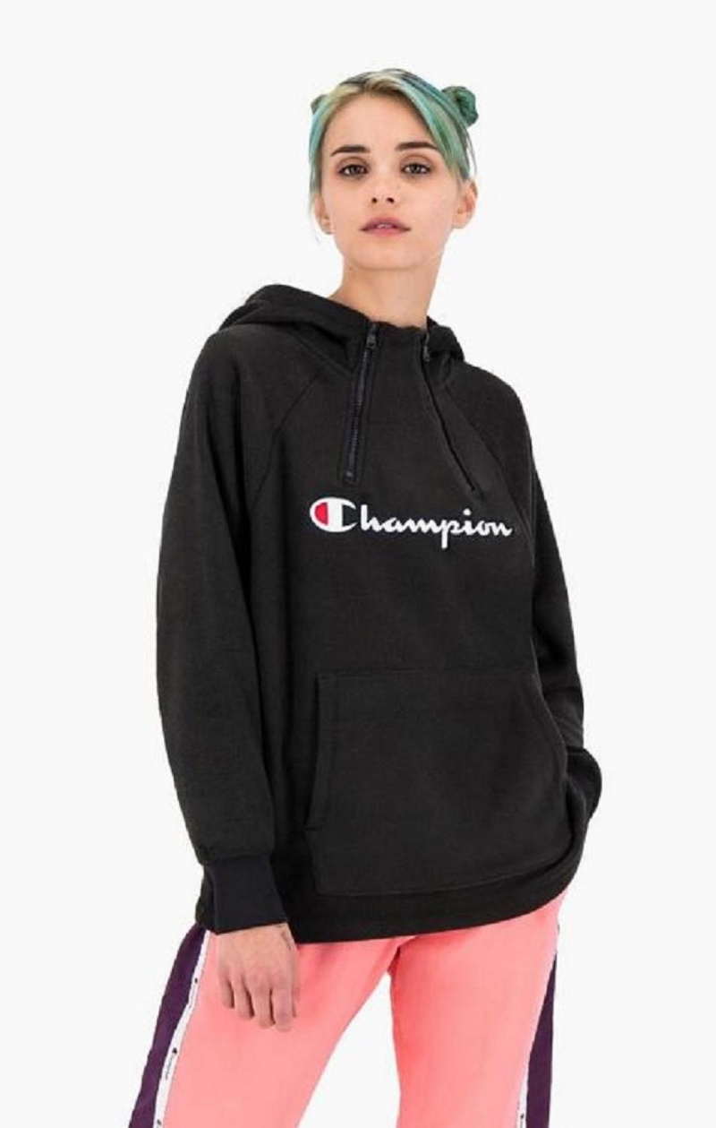 Sudadera con Capucha Champion Explorer Double Zip Detail Polar Fleece Hoodie Negras | 9647-AQLZS