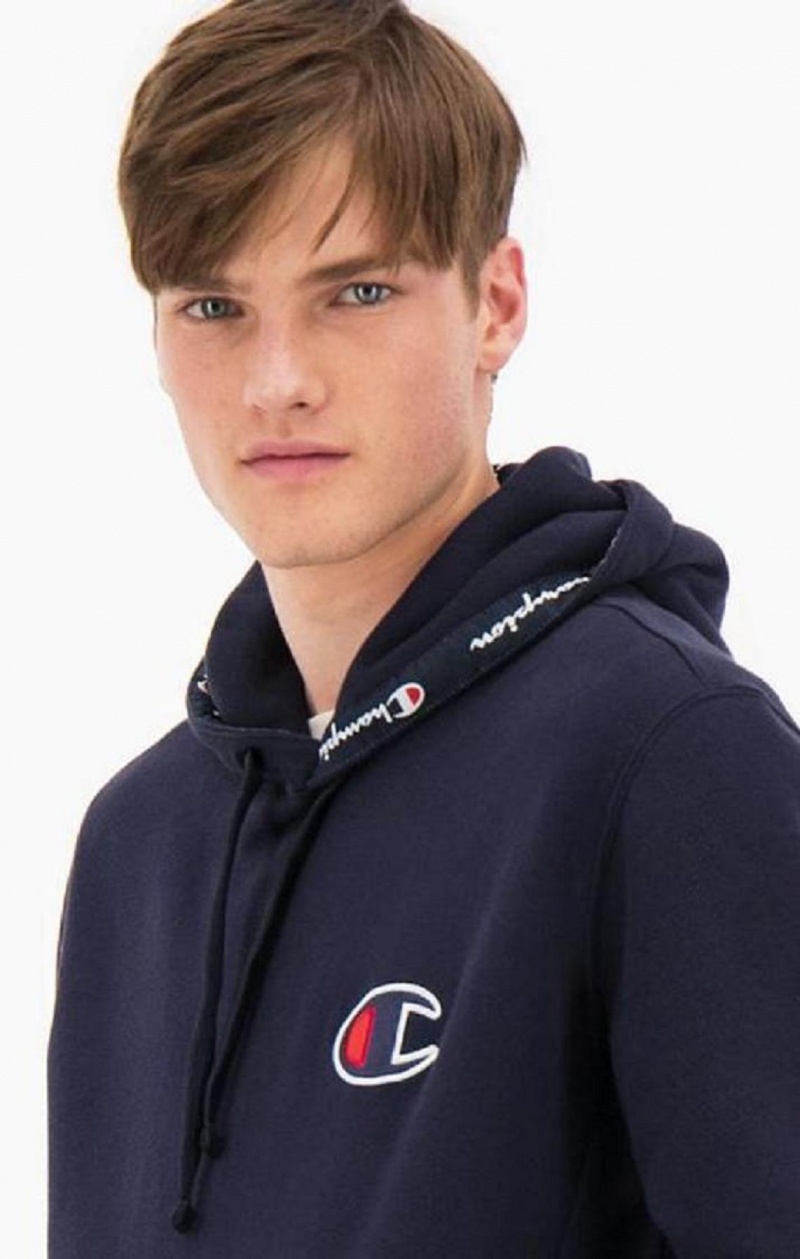 Sudadera con Capucha Champion Gamuza C Logo Algodon Terry Hoodie Azules Oscuro | 9318-MDIUR