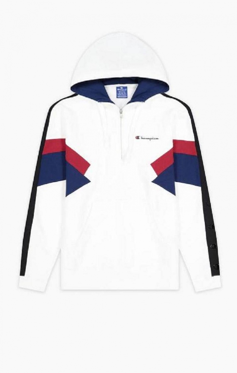 Sudadera con Capucha Champion Half Zip-Up Colour Block Hoodie Blancas | 3140-EAPFO