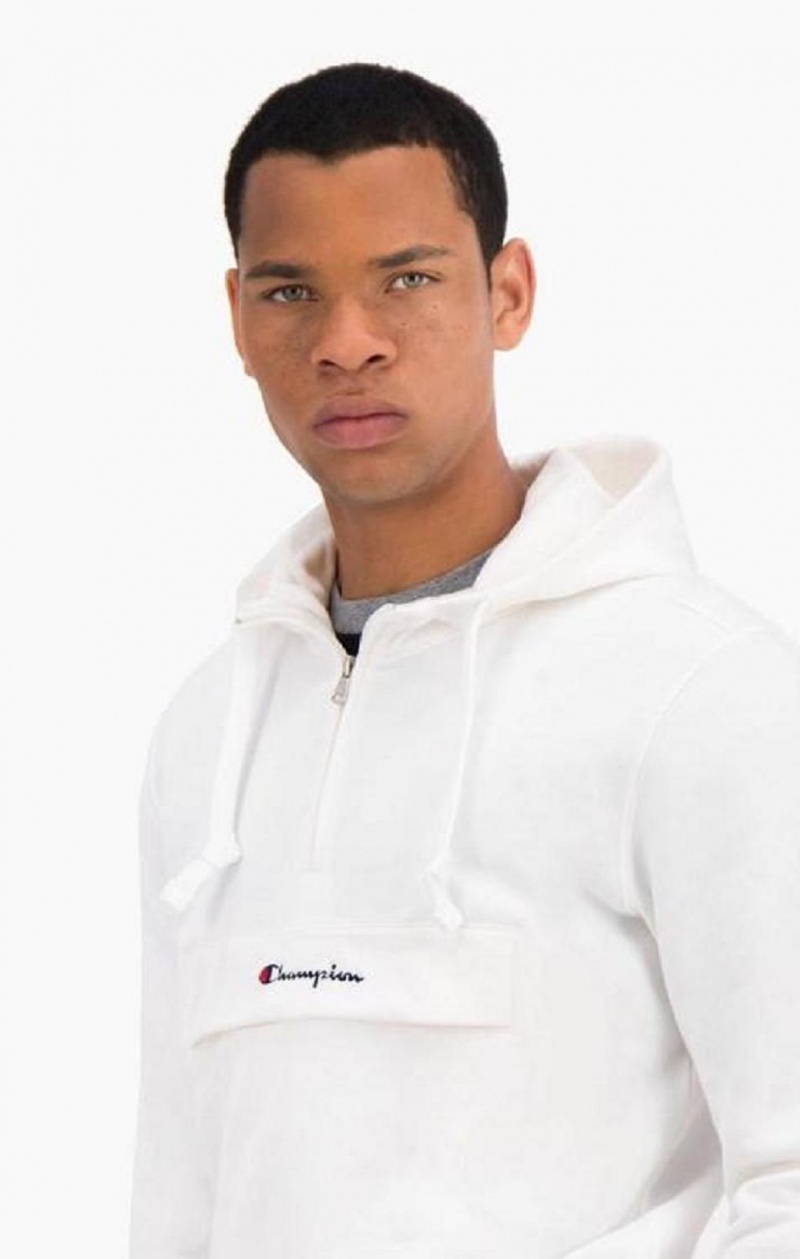 Sudadera con Capucha Champion Half Zip-Up Flap Pocket Fleece Hoodie Blancas | 2615-NMXLR