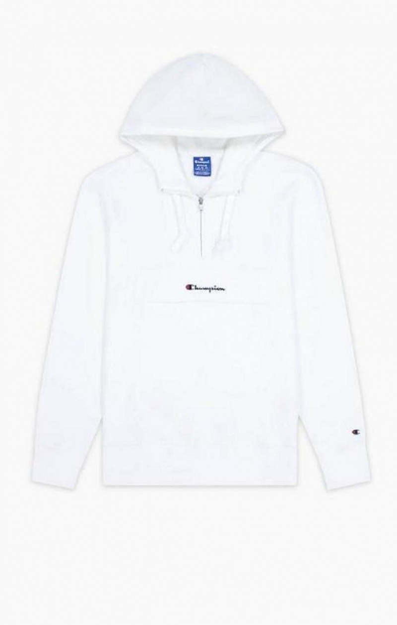 Sudadera con Capucha Champion Half Zip-Up Flap Pocket Fleece Hoodie Blancas | 2615-NMXLR