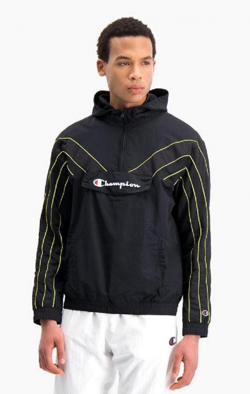 Sudadera con Capucha Champion Half Zip-Up Neon Stripe Encapuchado Pista Jacket Negras | 6305-CBDAX