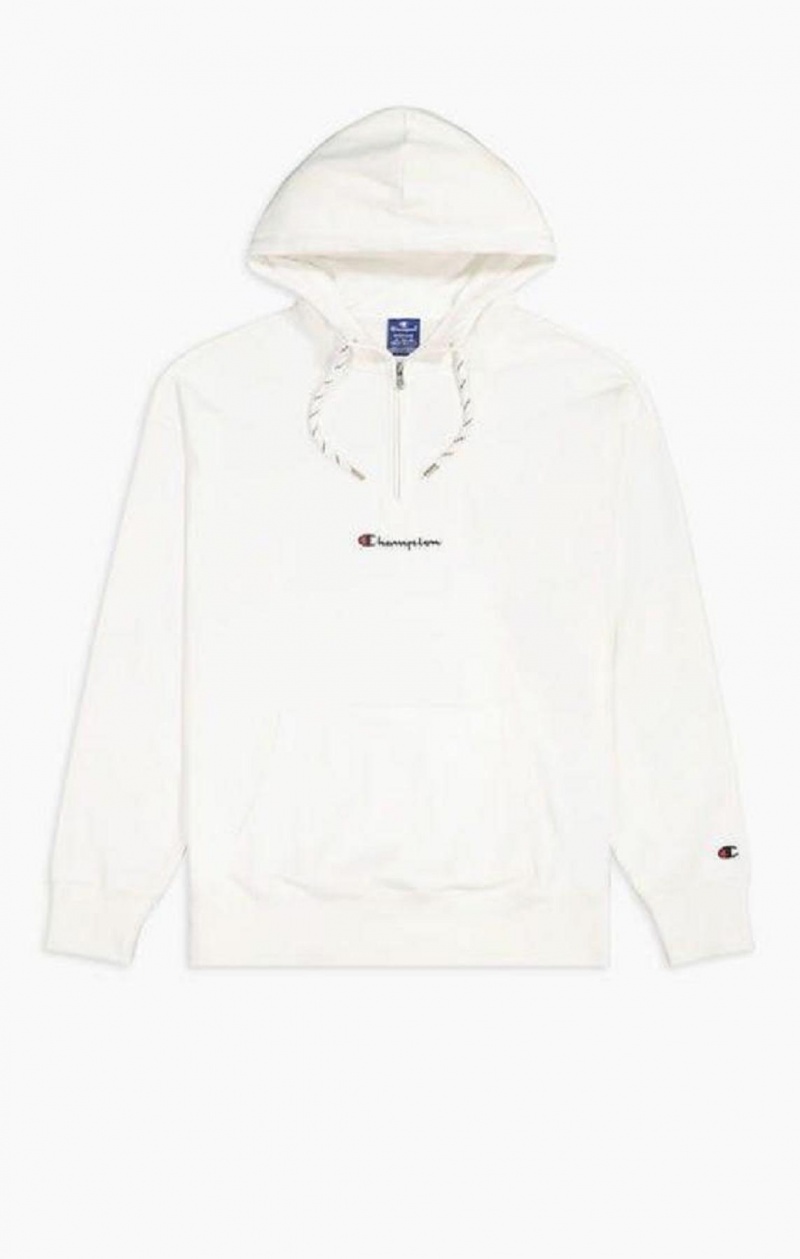 Sudadera con Capucha Champion Half Zip-Up Oversized Script Logo Hoodie Blancas | 7658-AGIDQ