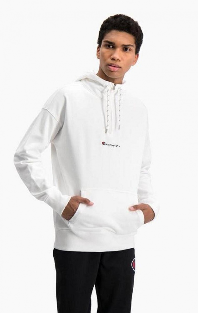 Sudadera con Capucha Champion Half Zip-Up Oversized Script Logo Hoodie Blancas | 7658-AGIDQ