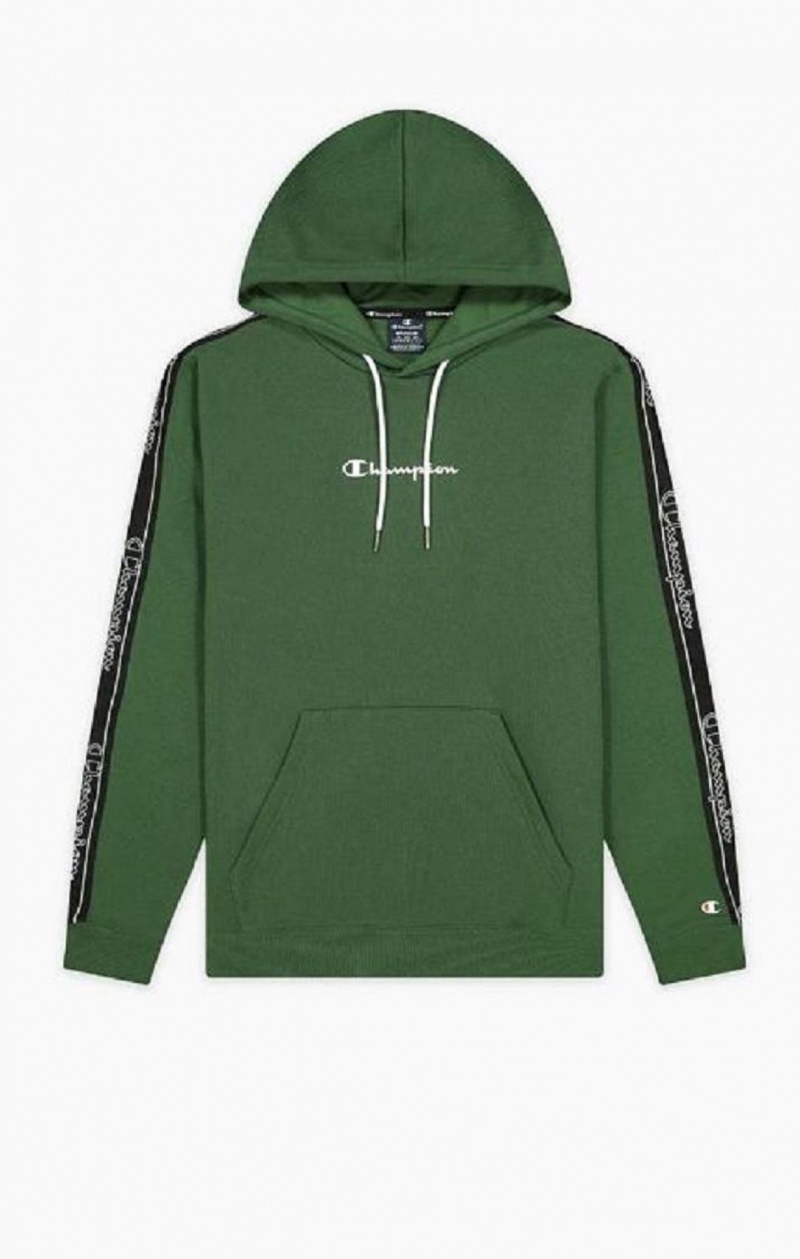 Sudadera con Capucha Champion Jacquard Logo Tape Hoodie Verde Claro | 7054-AZNPK