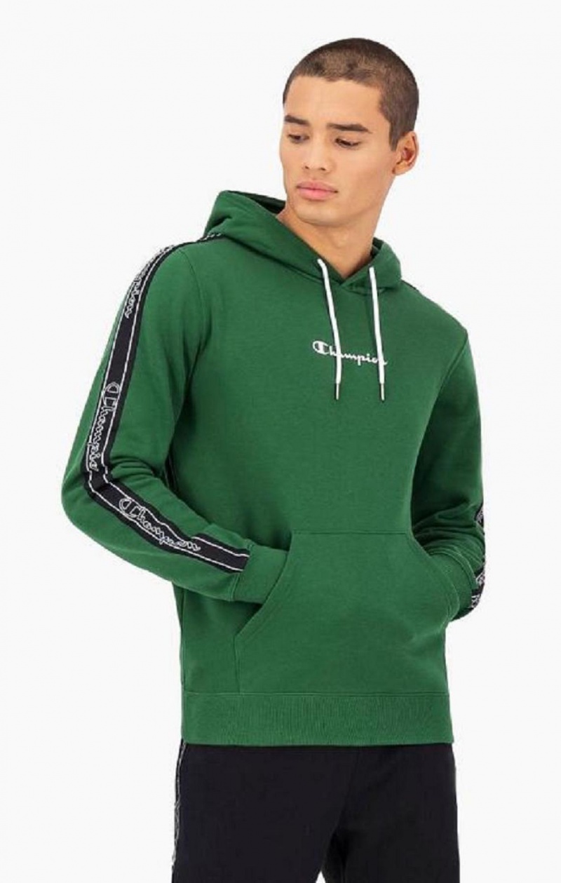 Sudadera con Capucha Champion Jacquard Logo Tape Hoodie Verde Claro | 7054-AZNPK