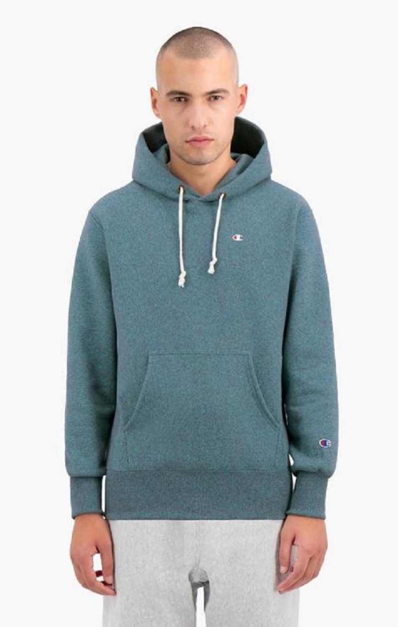 Sudadera con Capucha Champion Jaspé C Logo Reverse Weave Hoodie Turquesa | 9324-AOIDK