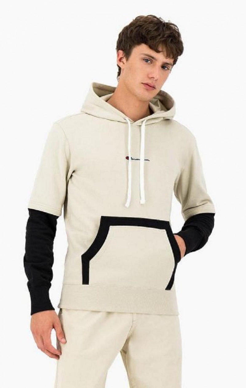 Sudadera con Capucha Champion Layered Small Script Logo Fleece Hoodie Marrones | 5237-RGHSV