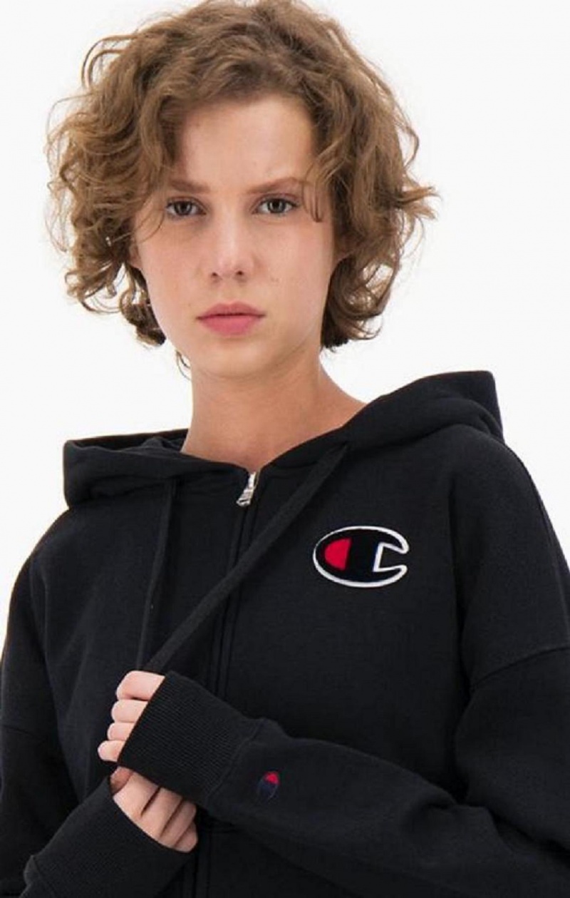 Sudadera con Capucha Champion Logo Algodon Terry Hoodie Negras | 0354-HMNDU