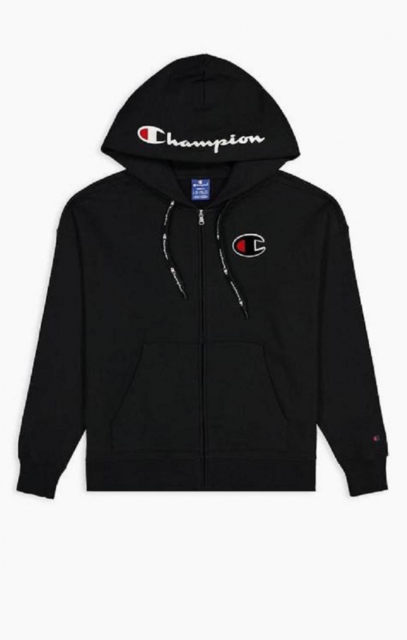 Sudadera con Capucha Champion Logo Algodon Terry Hoodie Negras | 0354-HMNDU