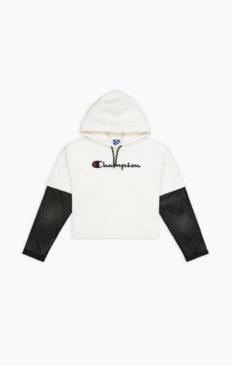 Sudadera con Capucha Champion Mesh Double Layer Corta Sleeve Hoodie Blancas | 2901-QSWTJ