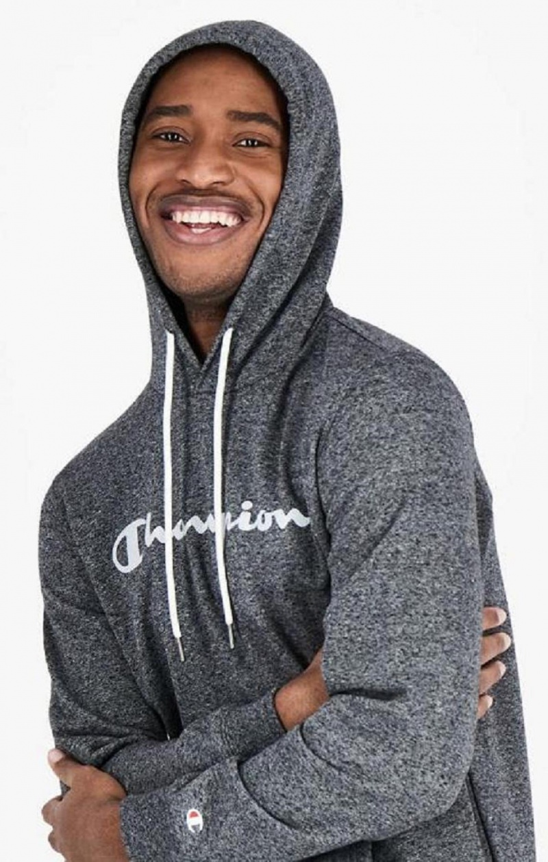 Sudadera con Capucha Champion Mesh Effect Script Logo Hoodie Gris Oscuro | 9472-DRAFU