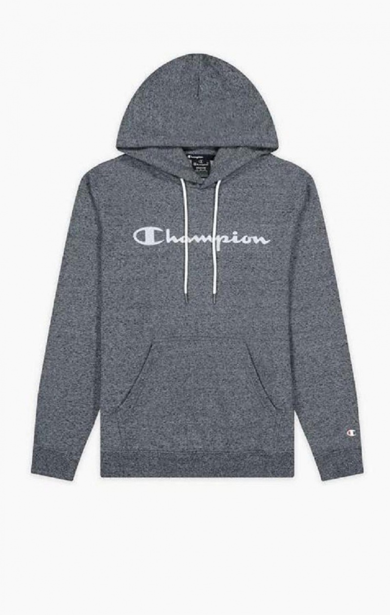 Sudadera con Capucha Champion Mesh Effect Script Logo Hoodie Gris Oscuro | 9472-DRAFU