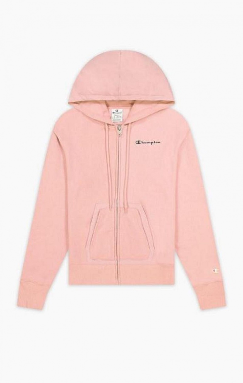 Sudadera con Capucha Champion Nylon Insert Script Logo Zip-Up Fleece Hoodie Rosas | 8749-OFSRC